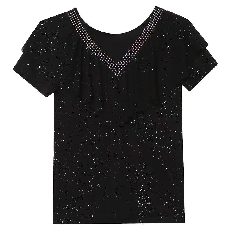 Women's T-Shirt Chic Luxury Mesh Tops