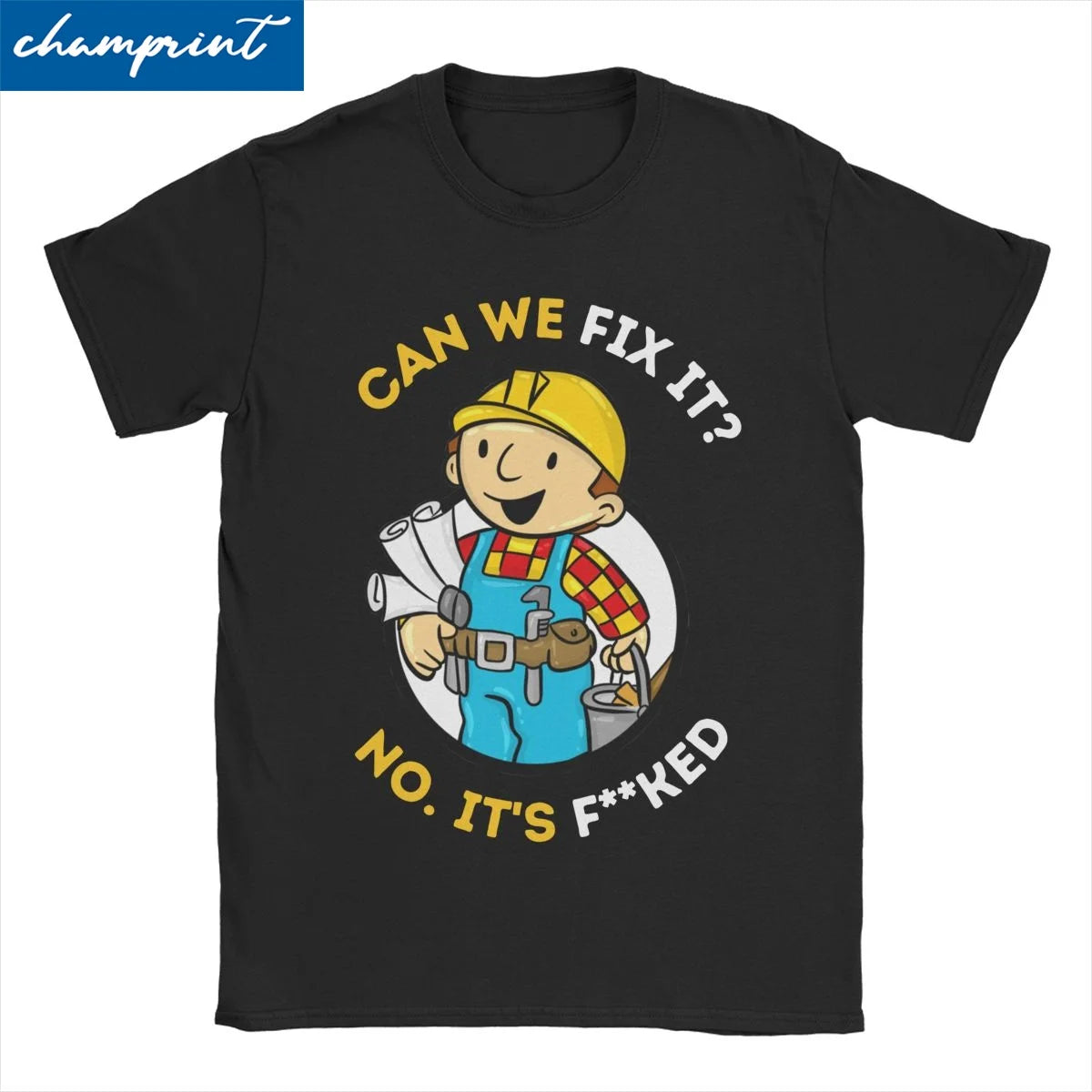 Can We Fix It Repair Man Crazy Tees Short Sleeve Crewneck T-Shirts Cotton
