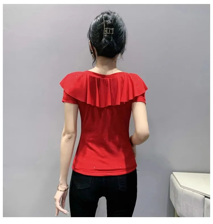 Women's T-Shirt Chic Luxury Mesh Tops