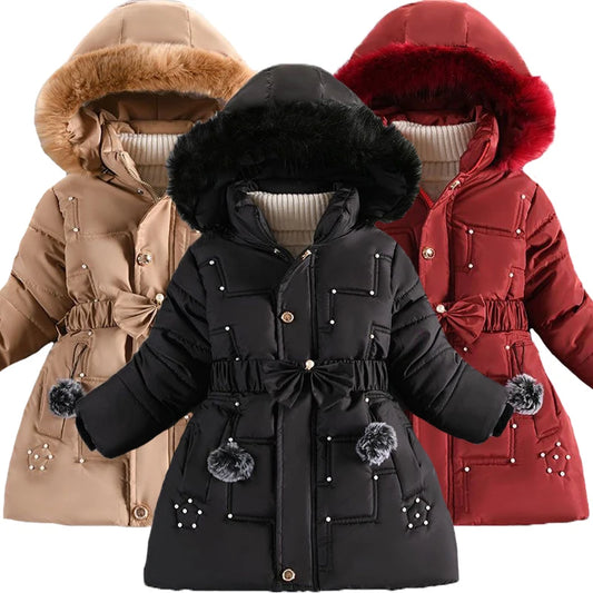 Padded Girl's Winter Jacket W/Removable Hood