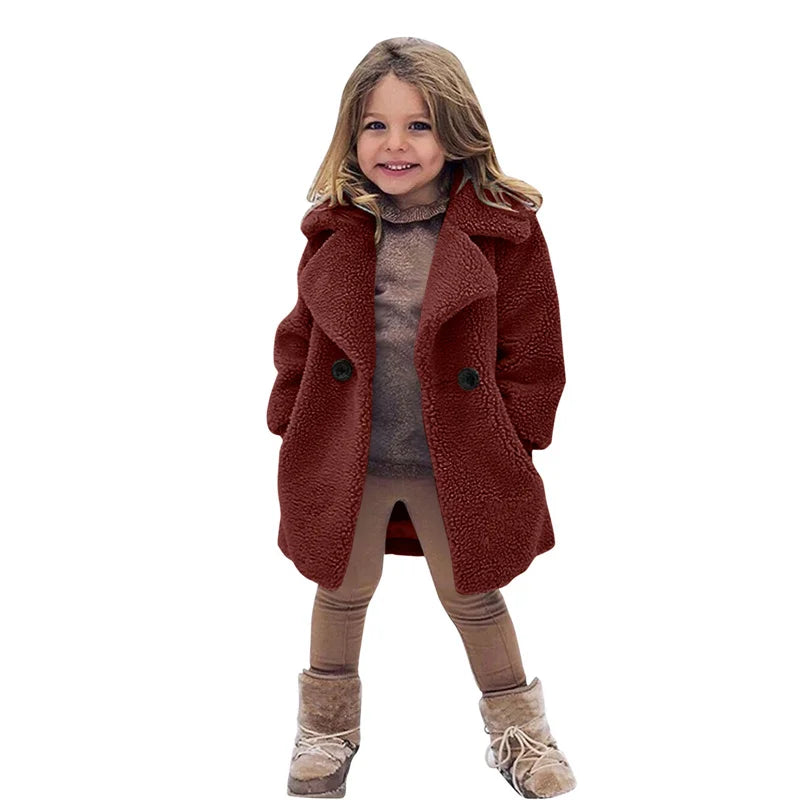 Girl's Faux Wool Winter Jacket